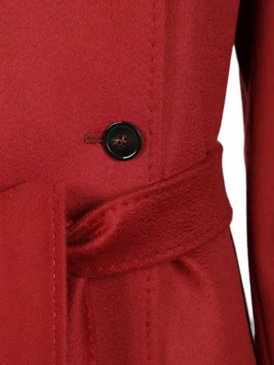 Max Mara Wool Belted Coat In Red