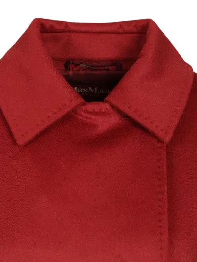 Max Mara Wool Belted Coat In Red