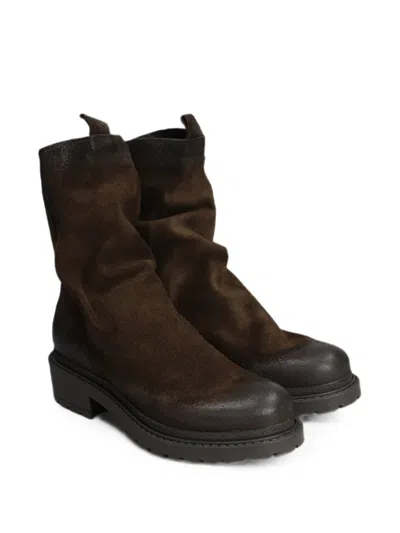 Metisse Distressed-effect Ankle Boots In Brown