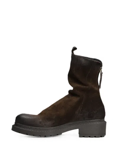 Metisse Distressed-effect Ankle Boots In Brown