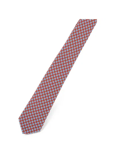Kiton Micro Diamond Seven-fold Tie In Red