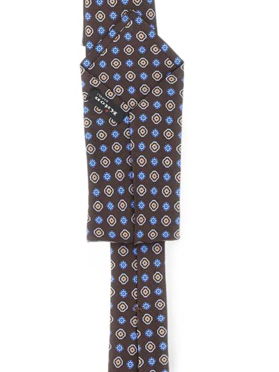 Kiton Micro Pattern Silk Tie In Brown