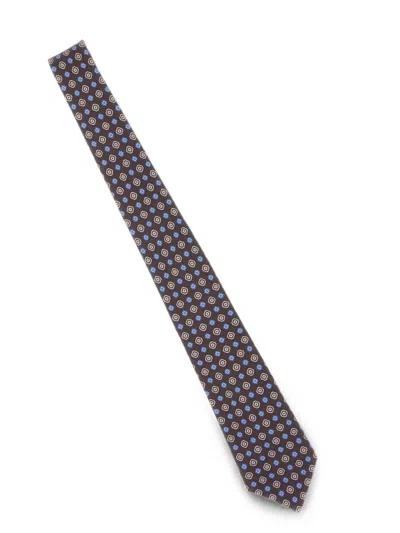 Kiton Micro Pattern Silk Tie In Brown