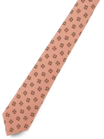 Kiton Floral-pattern Silk Tie In Pink