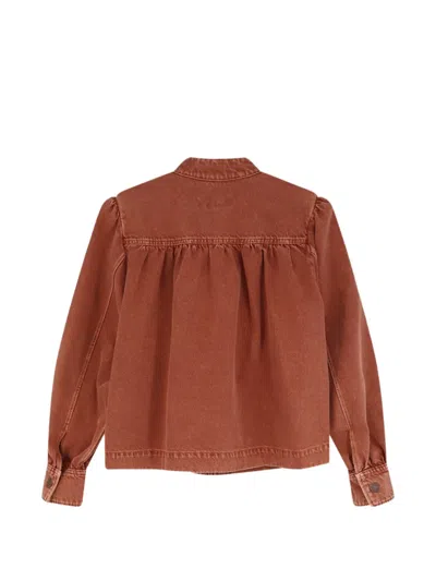 Chloé Logo Denim Jacket With Patch Pockets In Red