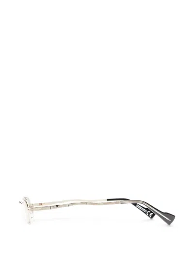 Kuboraum Hammered-effect Rectangle-frame Sunglasses In Metallic