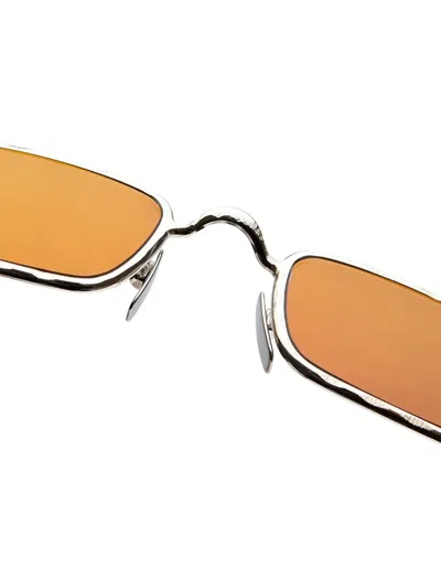 Kuboraum Hammered-effect Rectangle-frame Sunglasses In Metallic