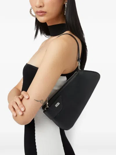 Gcds Small Comma Notte Asymmetric Shoulder Bag In Black