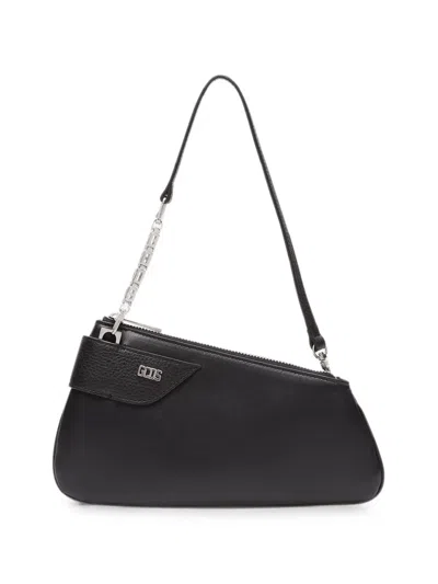 Gcds Small Comma Notte Asymmetric Shoulder Bag In Black