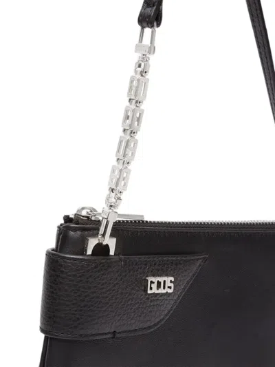 Gcds Small Comma Notte Asymmetric Shoulder Bag In Black