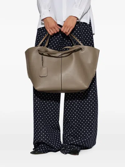 Max Mara Double Lamb Leather Shoulder Bag In Neutrals