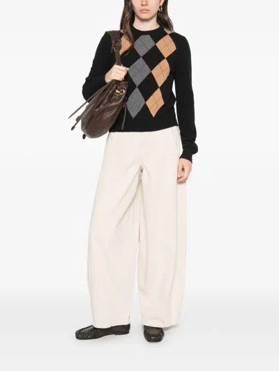 Jucca Argyle-pattern Wool Sweater In Black