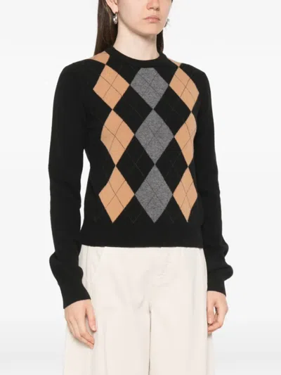 Jucca Argyle-pattern Wool Sweater In Black