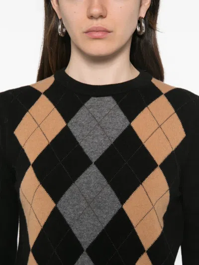 Jucca Argyle-pattern Wool Sweater In Black