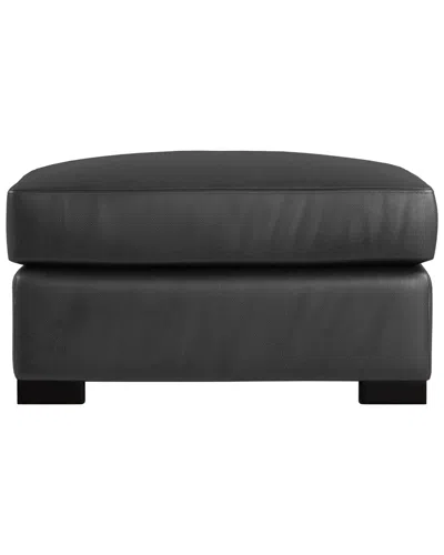 Bernhardt Germain Leather Ottoman In Black