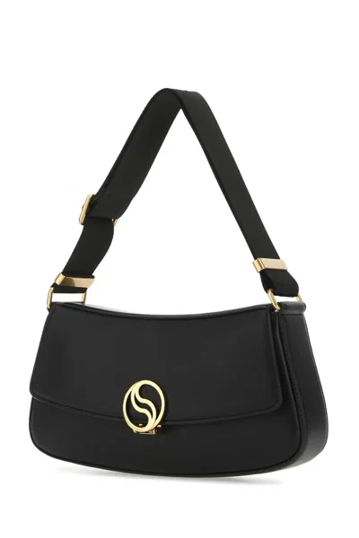 Stella Mccartney S-wave Logo Plaque Fold-over Shoulder Bag In Black
