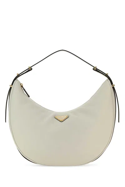 Prada White Arqu Hobo Bag In White