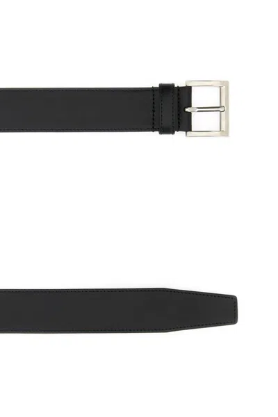 Prada Black Leather Belt In Black