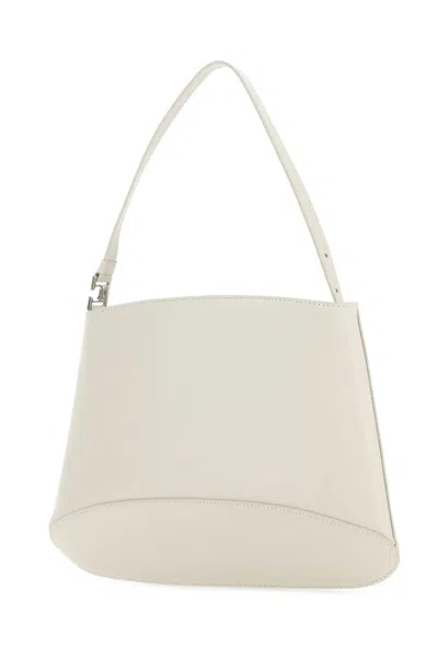 Low Classic Structured Leather Shoulder Bag In Neutral