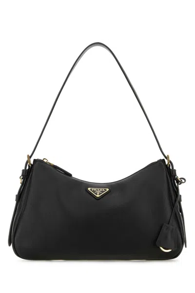 Prada Black Leather Medium Aimã©e Shoulder Bag In Black