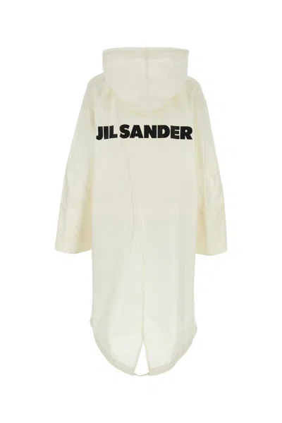 Jil Sander Cotton Hooded Raincoat In Neutral