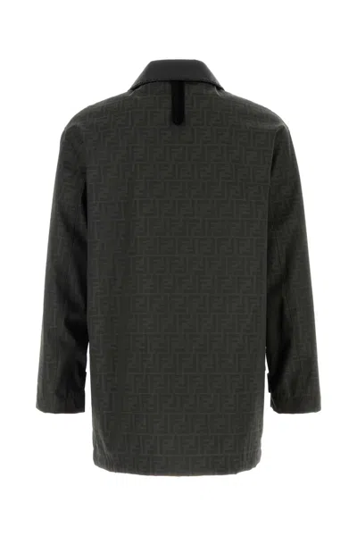 Fendi Embroidered Canvas Jacket For Men In Green