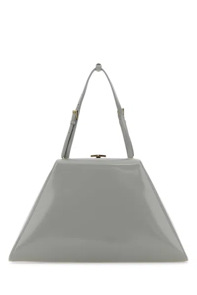 Prada Light Grey Leather Handbag 34cm Mini In Gray