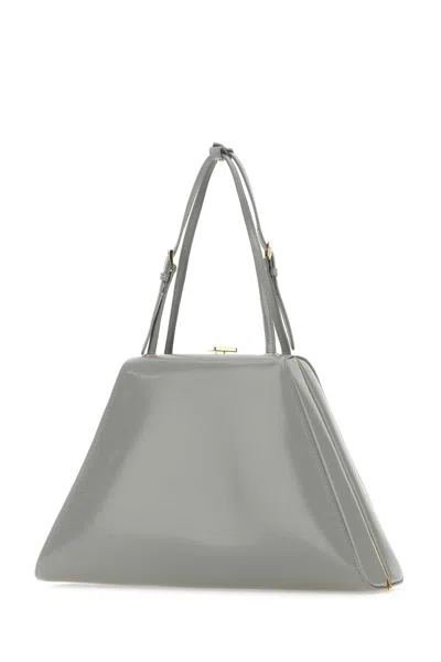 Prada Light Grey Leather Handbag 34cm Mini In Gray