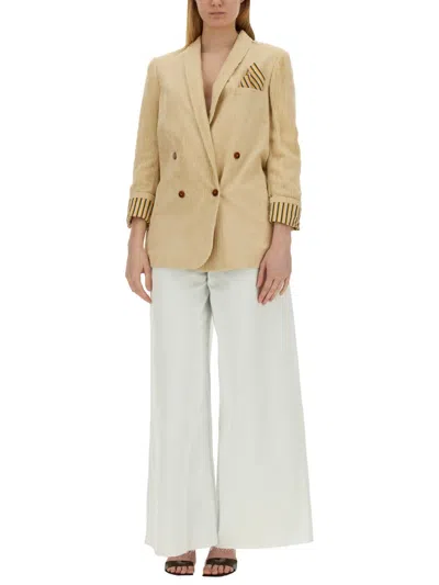 Alysi Oversize Double Breasted Jacket Notch Lapel In Brown