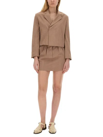 Alysi Short Jacket Single Breasted Notched Lapels In Brown