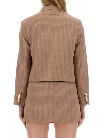 Alysi Short Jacket Single Breasted Notched Lapels In Brown