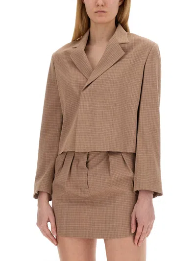 Alysi Short Jacket Single Breasted Notched Lapels In Brown
