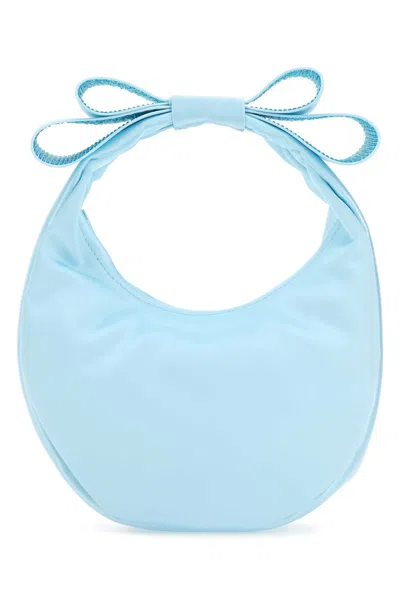 Mach&mach Pastel Light Blue Satin Small Cadeau Handbag In Blue