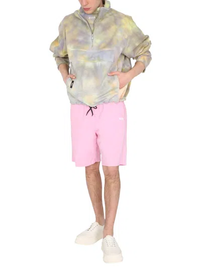 Msgm Purple Printed Regular Jacket In Multi