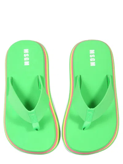 Msgm Thong Sandals In Green