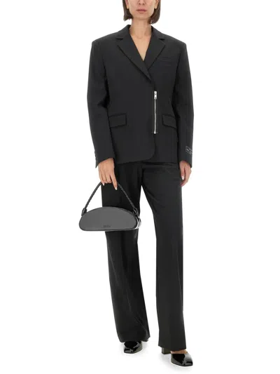 Msgm Logo-debossed Leather Tote Bag In Black