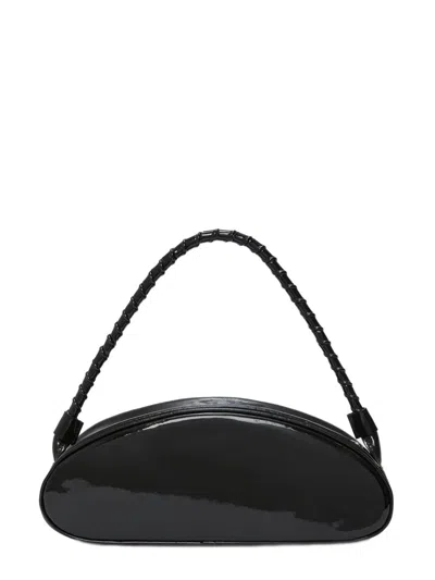 Msgm Logo-debossed Leather Tote Bag In Black