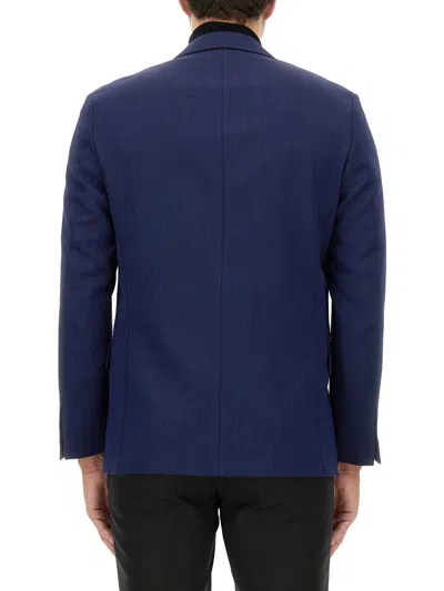 Hugo Boss Dual-breasted Blazer Buttoned Cuffs In Blue