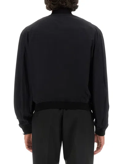 Versace Ribbed Cuffs Jacket Front Pockets Hem In Black