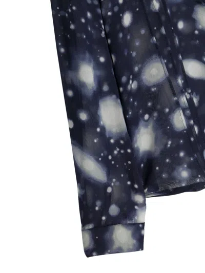 Versace Mini Solar System Silk Shirt For Girls In Blue