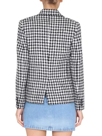 Versace Houndstooth Tweed Jacket With Notched Lapels In Blue