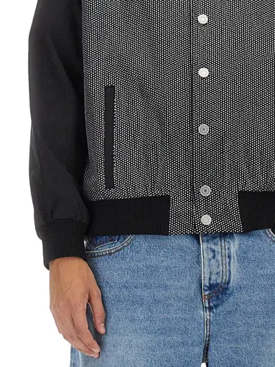Balmain Rhinestone-embellished Bomber Jacket In Gray