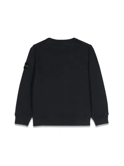 Stone Island Kids Mini Ribbed Neckline Sweatshirt For Boys In Black