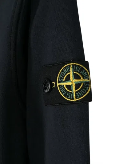 Stone Island Kids Mini Ribbed Neckline Sweatshirt For Boys In Black