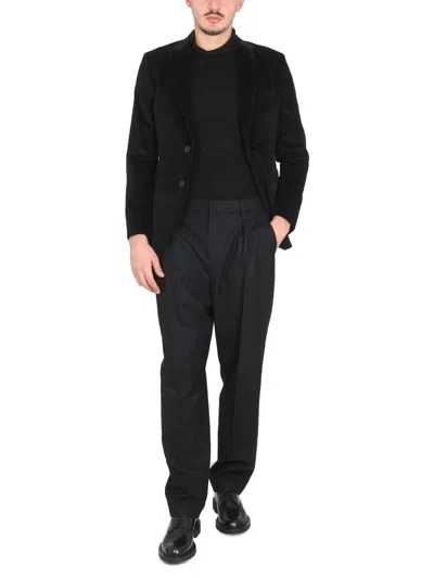 Tonello Sophisticated Velvet Jacket With Peaked Lapels In Black