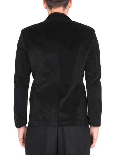 Tonello Sophisticated Velvet Jacket With Peaked Lapels In Black