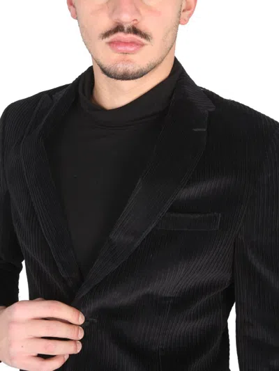 Tonello Sophisticated Velvet Jacket With Peaked Lapels In Black