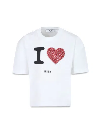 Msgm Jersey T-shirt Girl In White