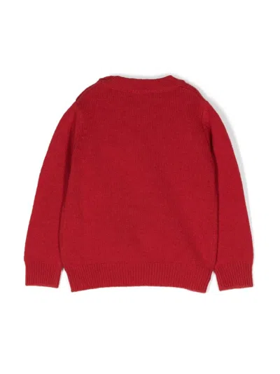 Il Gufo Mini Teddy Bear Crew Neck Pullover In Red