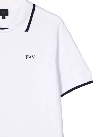 Fay White Polo Shirt With Logo In White